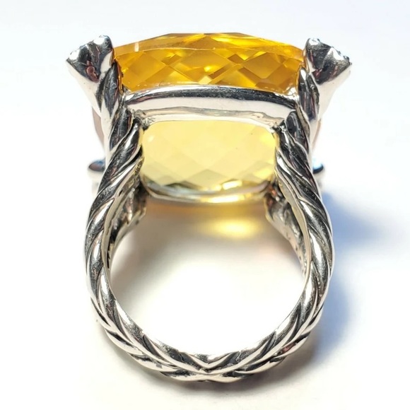 David Yurman Cushion On Point 20x20mm Lemon Citrine & Diamonds Ring sz.7. - Picture 2 of 10